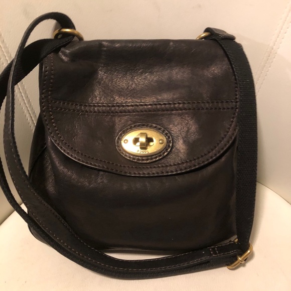 Fossil crossbody black leather bag